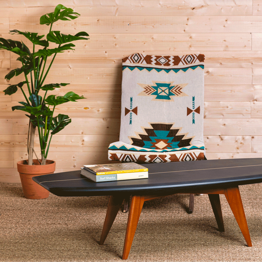 B59 Black surf board table salty home