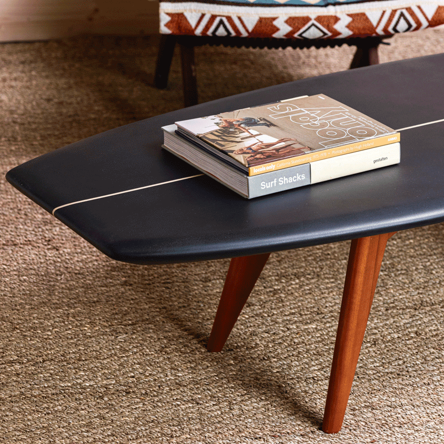 B59 Black surfboard coffee table salty home
